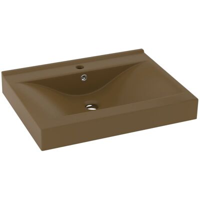 vidaXL Umywalka z otworem na kran kremowamatowa 60x46cm ceramika vidaXL Umywalka z otworem na kran kremowamatowa 60x46cm ceramika