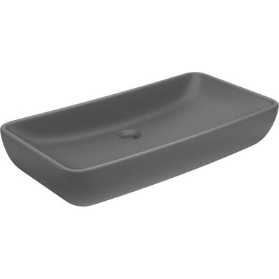 vidaXL Luksusowa prostokątna ciemnoszara ceramiczna umywalka - Umywalka do łazienki vidaXL Luksusowa prostokątna ciemnoszara ceramiczna umywalka - Umywalka do łazienki
