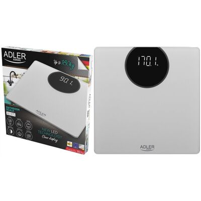 Adler Waga Łazienkowa Elektroniczna Szklana Precyzyjna Do 180kg Srebrna Led Adler Waga Łazienkowa Elektroniczna Szklana Precyzyjna Do 180kg Srebrna Led
