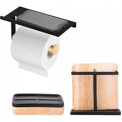 ALTOMDESIGN Zestaw łazienkowy mydelniczka kubek i uchwyt na papier Altom Design bambus ALTOMDESIGN Zestaw łazienkowy mydelniczka kubek i uchwyt na papier Altom Design bambus