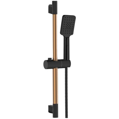 Zestaw Prysznicowy Invena Czarny/Różowe Złoto - Regulowany Riser 54cm Zestaw Prysznicowy Invena Czarny/Różowe Złoto - Regulowany Riser 54cm