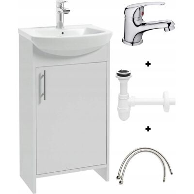 DEFTRANS Zestaw Szafka Biała Z Umywalką Bateria Chrom I Syfon 45 Cm Alf DEFTRANS Zestaw Szafka Biała Z Umywalką Bateria Chrom I Syfon 45 Cm Alf