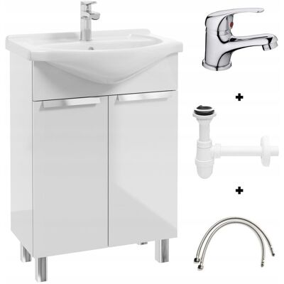 DEFTRANS Zestaw Szafka Biała Z Umywalką Bateria Chrom I Syfon 60x85 Cm Lily DEFTRANS Zestaw Szafka Biała Z Umywalką Bateria Chrom I Syfon 60x85 Cm Lily