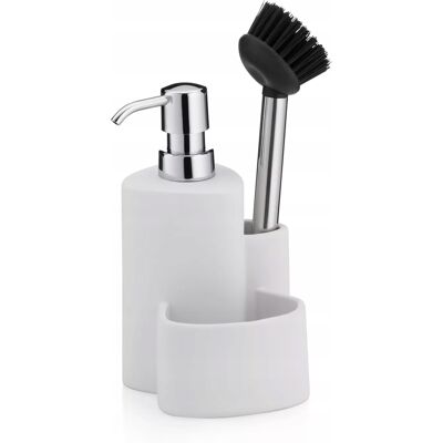 Kela Ceramiczny dozownik do mydła ze szczotką do naczyń wys.22 cm 350 ml szary Kela Ceramiczny dozownik do mydła ze szczotką do naczyń wys.22 cm 350 ml szary