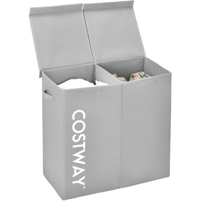 COSTWAY Kosz Na Pranie Z 2 Przegrodami 115l Kosz Na Brudne Pranie COSTWAY Kosz Na Pranie Z 2 Przegrodami 115l Kosz Na Brudne Pranie