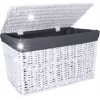 Gockowiak Kufer wiklinowy 56x34x34 cm 65L biało-szary Gockowiak Kufer wiklinowy 56x34x34 cm 65L biało-szary