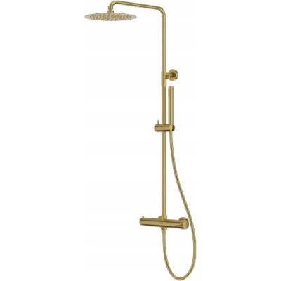 Natynkowy Zestaw Prysznicowy Z Deszczownicą Orion Brushed Gold Lavita Natynkowy Zestaw Prysznicowy Z Deszczownicą Orion Brushed Gold Lavita