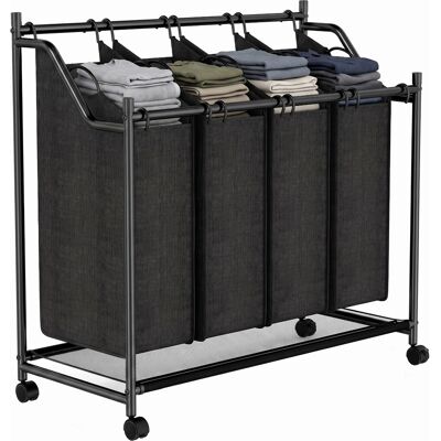 Homcom Sorter Na Pranie Z 4 Komorami, 86 X 38 X 82 Cm, Czarny Homcom Sorter Na Pranie Z 4 Komorami, 86 X 38 X 82 Cm, Czarny