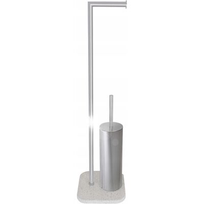 AWD Interior Stojak Uchwyt Na Papier Toaletowy Z Szczotką Wc Srebrny Metalowy Q-Bath AWD Interior Stojak Uchwyt Na Papier Toaletowy Z Szczotką Wc Srebrny Metalowy Q-Bath