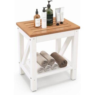 COSTWAY Taboret Prysznicowy Z Półką Do 150 Kg Wodoodporny 43 X 32 X 47 Cm COSTWAY Taboret Prysznicowy Z Półką Do 150 Kg Wodoodporny 43 X 32 X 47 Cm