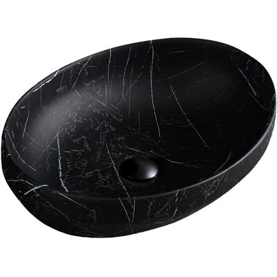 Hydrosan UMYWALKA NABLATOWA CERAMICZNA MARMUROWA OWALNA LUMO CZARNY MAT 50x37 CM Hydrosan UMYWALKA NABLATOWA CERAMICZNA MARMUROWA OWALNA LUMO CZARNY MAT 50x37 CM