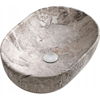 Hydrosan Umywalka Nablatowa Ceramiczna Owalna Neo Szary Marmur Mat 48x34 Cm Na Blat Hydrosan Umywalka Nablatowa Ceramiczna Owalna Neo Szary Marmur Mat 48x34 Cm Na Blat