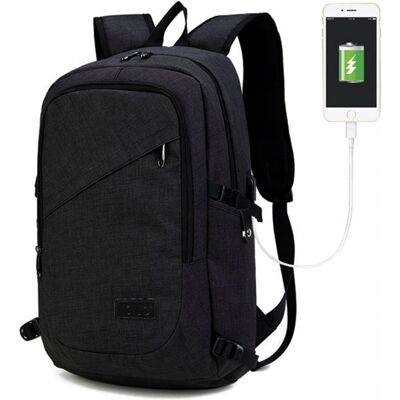Kono Czarny Plecak do Pracy Męski dla Programisty Informatyka z USB Compact Kono Czarny Plecak do Pracy Męski dla Programisty Informatyka z USB Compact