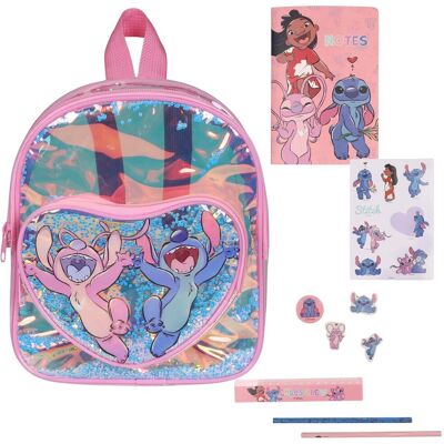 Disney Stitch Dziecięcy, Transparentny Plecak, Mały Plecak Przedszkolny + Akcesoria 24x21x6 Cm Disney Stitch Dziecięcy, Transparentny Plecak, Mały Plecak Przedszkolny + Akcesoria 24x21x6 Cm