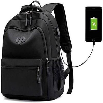 MPMAX Duży Plecak Czarny Miejski Męski Na Laptopa + Usb MPMAX Duży Plecak Czarny Miejski Męski Na Laptopa + Usb