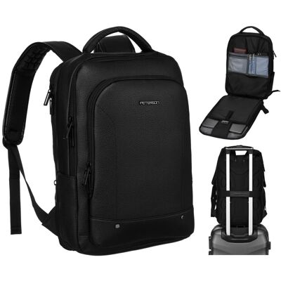 Elegancki czarny duży plecak męski ze skóry ekologicznej PETERSON miejsce na laptopa kieszonki mieści a4 miejski plecak unisex Elegancki czarny duży plecak męski ze skóry ekologicznej PETERSON miejsce na laptopa kieszonki mieści a4 miejski plecak unisex