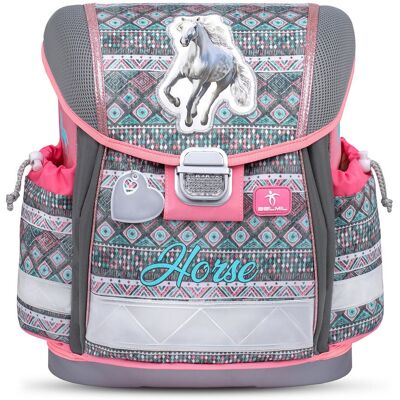 Ergonomiczny plecak szkolny Belmil Classy Torba szkolna 'Horse Aruba Blue' - Przetestowane i zalecane przez niemiecki AGR Ergonomiczny plecak szkolny Belmil Classy Torba szkolna 'Horse Aruba Blue' - Przetestowane i zalecane przez niemiecki AGR