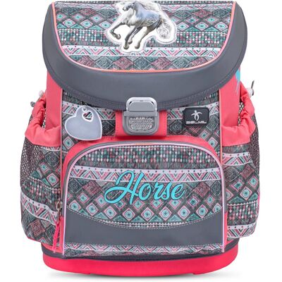 Ergonomiczny plecak szkolny Belmil Mini-Fit Torba szkolna 'Horse Aruba Blue' - Przetestowane i zalecane przez niemiecki AGR Ergonomiczny plecak szkolny Belmil Mini-Fit Torba szkolna 'Horse Aruba Blue' - Przetestowane i zalecane przez niemiecki AGR