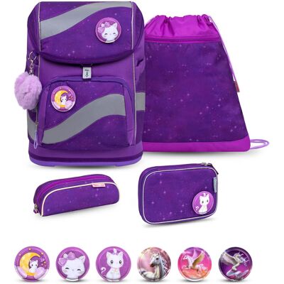 Ergonomiczny plecak szkolny Belmil Smarty Torba szkolna 'Purple Sky' - zestaw szkolny 5-częściowy Ergonomiczny plecak szkolny Belmil Smarty Torba szkolna 'Purple Sky' - zestaw szkolny 5-częściowy