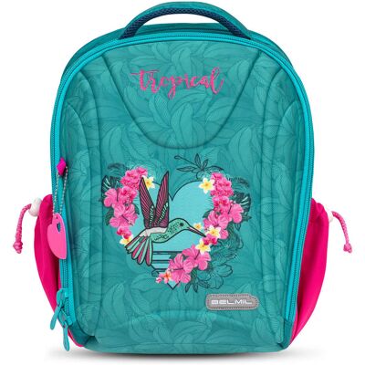 Ergonomiczny plecak szkolny Belmil Sturdy Torba szkolna 'Tropical Hummingbird' Ergonomiczny plecak szkolny Belmil Sturdy Torba szkolna 'Tropical Hummingbird'