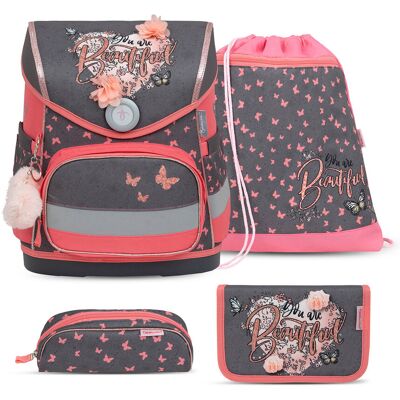 Ergonomiczny zestaw szkolny Belmil Compact „Bloomy Blossom” dla dziewczynek – 5 części Ergonomiczny zestaw szkolny Belmil Compact „Bloomy Blossom” dla dziewczynek – 5 części