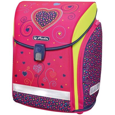 Tornister szkolny dla dziewczynki, serca, różowy, Herlitz Midi Pink Hearts Tornister szkolny dla dziewczynki, serca, różowy, Herlitz Midi Pink Hearts