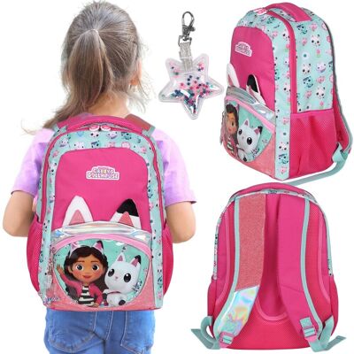 Kids Licensing Koci Domek Gabi Różowy plecak szkolny, TORNISTER dla dziewczynki, kieszeń na LAPTOPA + brelok 41x30x15cm Kids Licensing Koci Domek Gabi Różowy plecak szkolny, TORNISTER dla dziewczynki, kieszeń na LAPTOPA + brelok 41x30x15cm