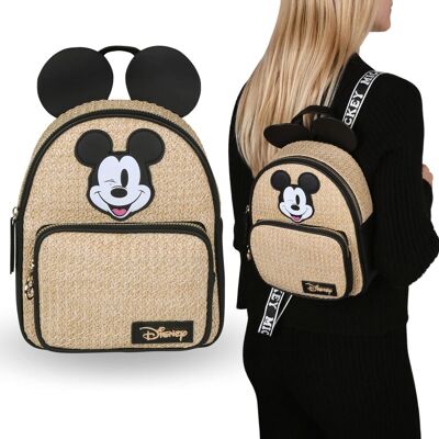 Myszka Mickey Disney BEŻOWY damski plecak z uszami, MŁODZIEŻOWY pleciony SŁOMKOWY miejski POJEMNY plecaczek Myszka Mickey Disney BEŻOWY damski plecak z uszami, MŁODZIEŻOWY pleciony SŁOMKOWY miejski POJEMNY plecaczek
