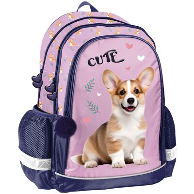 Paso Plecak szkolny Cute Corgi Piesek Pies Dog fioletowy 1-3 klasa Paso Plecak szkolny Cute Corgi Piesek Pies Dog fioletowy 1-3 klasa