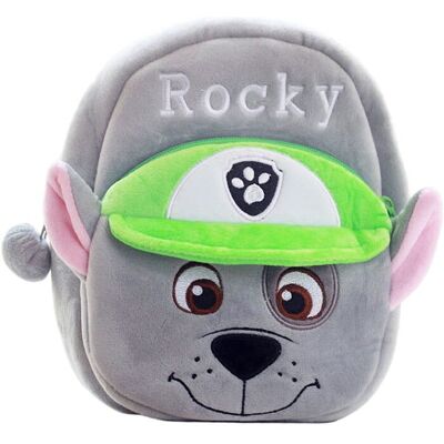 Okazeo Plecak do przedszkola mocny pluszowy Psi Patrol Rocky mały dla dzieci szary Okazeo Plecak do przedszkola mocny pluszowy Psi Patrol Rocky mały dla dzieci szary