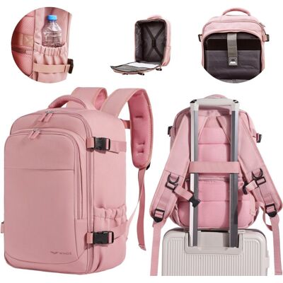 Plecak Kabinowy Wings 40x25x20 Cm 20l Do Ryanair I Wizz Air, Kieszeń Na Laptop 14”, Wodoodporna, Różowy Plecak Kabinowy Wings 40x25x20 Cm 20l Do Ryanair I Wizz Air, Kieszeń Na Laptop 14”, Wodoodporna, Różowy