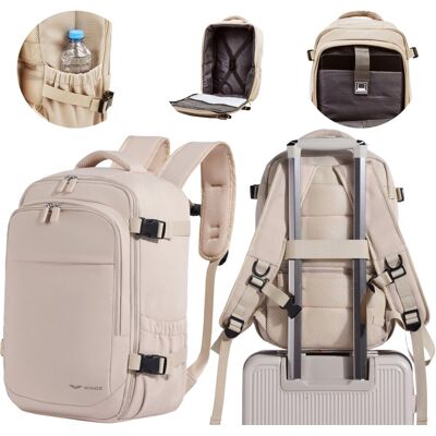 Plecak Kabinowy Wings 40x25x20 Cm Ryanair/wizz Air, 20l, Beżowy, Nylon, Lekki 0,6 Kg, Kieszeń Na Laptop 14” Plecak Kabinowy Wings 40x25x20 Cm Ryanair/wizz Air, 20l, Beżowy, Nylon, Lekki 0,6 Kg, Kieszeń Na Laptop 14”