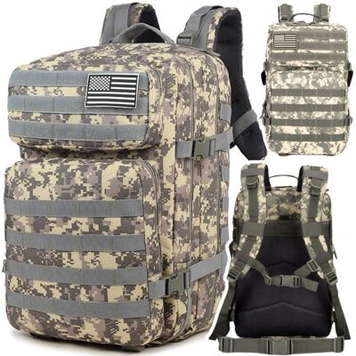 Lean Toys Plecak Militarny Wojskowy Taktyczny Szary 40-60L Lean Toys Plecak Militarny Wojskowy Taktyczny Szary 40-60L