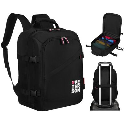 Plecak podróżny do samolotu, Peterson 40x30x20 cm Wizzair Ryanair, czarny Plecak podróżny do samolotu, Peterson 40x30x20 cm Wizzair Ryanair, czarny