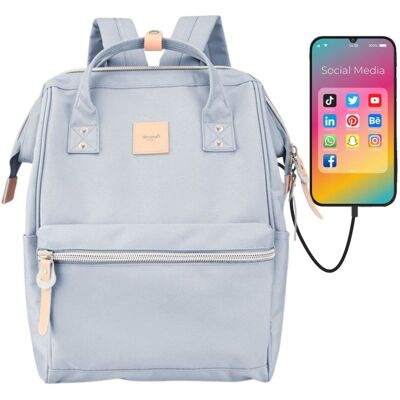 Himawari Plecak sportowy z portem USB damski do szkoły na uczelnię do pracy na laptopa modny szkolny gołębi szary Himawari Plecak sportowy z portem USB damski do szkoły na uczelnię do pracy na laptopa modny szkolny gołębi szary