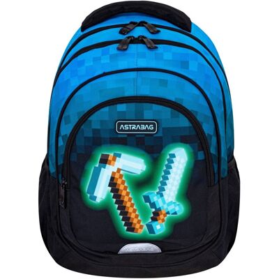 Plecak szkolny dla chłopca Astrabag Blue Pixel AB330 niebieski Minecraft klasa 1-3 Plecak szkolny dla chłopca Astrabag Blue Pixel AB330 niebieski Minecraft klasa 1-3
