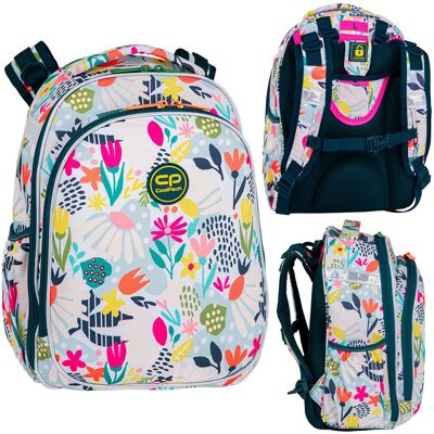 Patio Plecak szkolny dla dziewczynki, kwiaty, szary, CoolPack Patio Plecak szkolny dla dziewczynki, kwiaty, szary, CoolPack