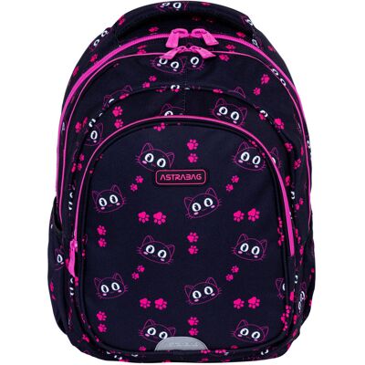Plecak szkolny dla dziewczynki w kotki Astrabag Cat's Eyes AB300 granatowy klasa 4-8 Plecak szkolny dla dziewczynki w kotki Astrabag Cat's Eyes AB300 granatowy klasa 4-8