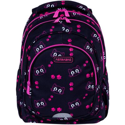 Plecak szkolny dla dziewczynki w kotki Astrabag Cat's Eyes AB330 granatowy klasa 1-3 Plecak szkolny dla dziewczynki w kotki Astrabag Cat's Eyes AB330 granatowy klasa 1-3