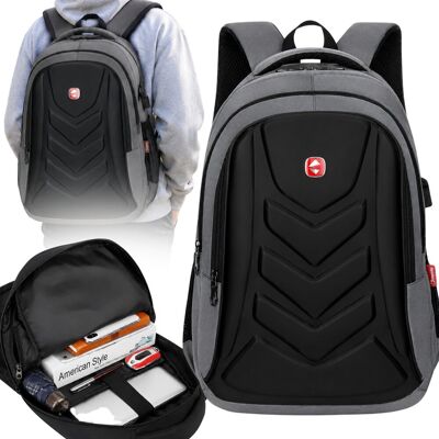 Imiti PLECAK SZKOLNY MŁODZIEŻOWY DLA CHŁOPAKA WODOODPORNY USB SZARY Imiti PLECAK SZKOLNY MŁODZIEŻOWY DLA CHŁOPAKA WODOODPORNY USB SZARY