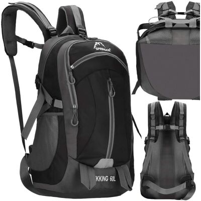 Springos Plecak trekkingowy 60 L turystyczny survival, z osłoną przeciwdeszczową czarno-szary Springos Plecak trekkingowy 60 L turystyczny survival, z osłoną przeciwdeszczową czarno-szary