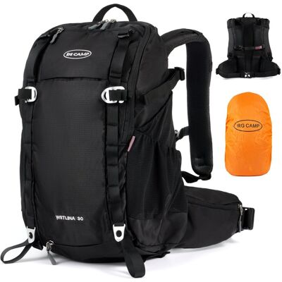 RG CAMP Plecak trekkingowy turystyczny 30L damski męski w góry wodoodporny podróżny czarny RG CAMP Plecak trekkingowy turystyczny 30L damski męski w góry wodoodporny podróżny czarny