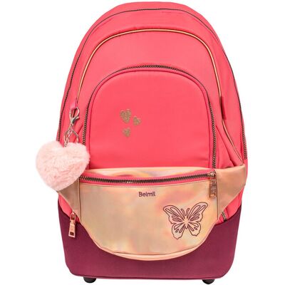 BELMIL Zestaw Premium Backpack & Fanny Pack Coral – Plecak Szkolny, 2-Częściowy BELMIL Zestaw Premium Backpack & Fanny Pack Coral – Plecak Szkolny, 2-Częściowy