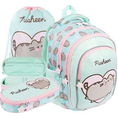 St.Majewski Zestaw Szkolny Plecak Kotek Pusheen Miętowy St.Majewski Zestaw Szkolny Plecak Kotek Pusheen Miętowy