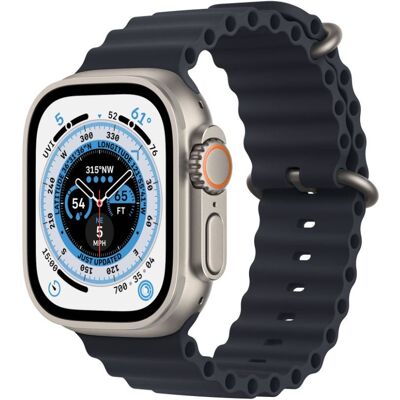 Apple Watch Ultra GPS + Cellular, 49mm Titanium Case with Midnight Ocean Band Apple Watch Ultra GPS + Cellular, 49mm Titanium Case with Midnight Ocean Band