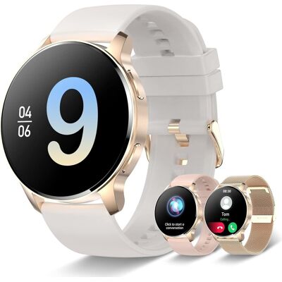 KTime Iaret Damski smartwatch, Bluetooth Calls, 1,32' HD iOS Android Smart Watch z asystentem głosowym Powiadomienia o wiadomościach, 20 trybów sportowych.. KTime Iaret Damski smartwatch, Bluetooth Calls, 1,32' HD iOS Android Smart Watch z asystentem głosowym Powiadomienia o wiadomościach, 20 trybów sportowych..
