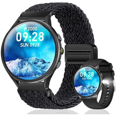 Inny producent Smartwatch 1,46' HD – Rozmowy Bluetooth, Latarka, AI Asystent, Monitor Snu + 2 paski w prezencie, Czarny Inny producent Smartwatch 1,46' HD – Rozmowy Bluetooth, Latarka, AI Asystent, Monitor Snu + 2 paski w prezencie, Czarny