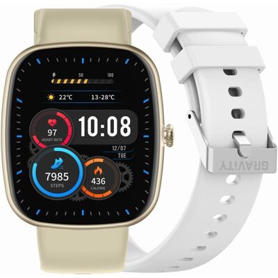 Smartwatch Damski GRAVITY GT18-8 Beżowy Pasek Silikonowy + Biały Pasek Smartwatch Damski GRAVITY GT18-8 Beżowy Pasek Silikonowy + Biały Pasek