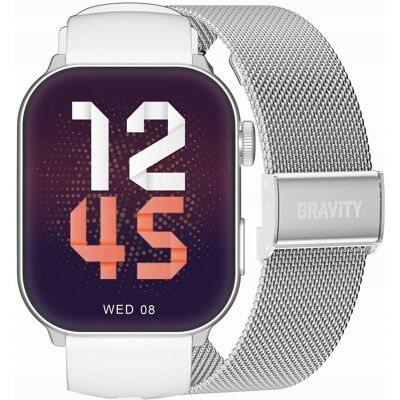 Smartwatch Damski GRAVITY GT28-10 Pasek + Bransoleta Biało Srebrny Smartwatch Damski GRAVITY GT28-10 Pasek + Bransoleta Biało Srebrny