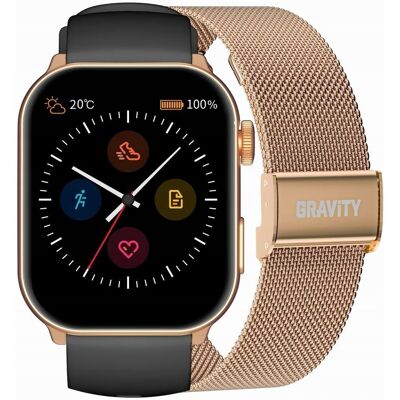 Smartwatch Damski GRAVITY GT28-5 Pasek + Bransoleta Różowe złoto Czarny Smartwatch Damski GRAVITY GT28-5 Pasek + Bransoleta Różowe złoto Czarny